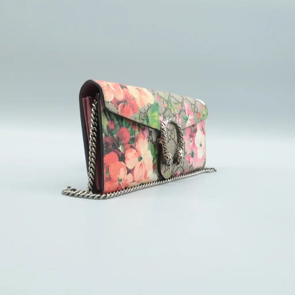 100% Authentic GUCCI Dionysus Long Chain Wallet Brown Canvas Shoulder Bag - Picture 3 of 12